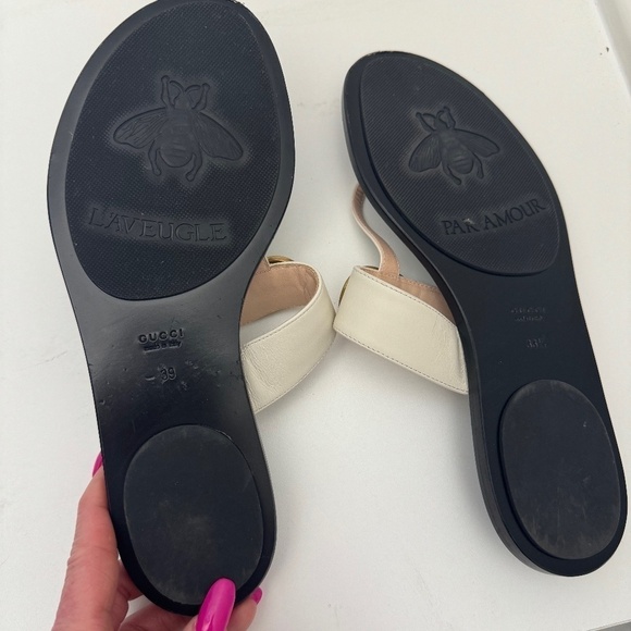 Gucci GG Thong Sandals* Eu 38.5/39* Beige Flat Flip Flop Marmont Logo - Picture 7 of 8
